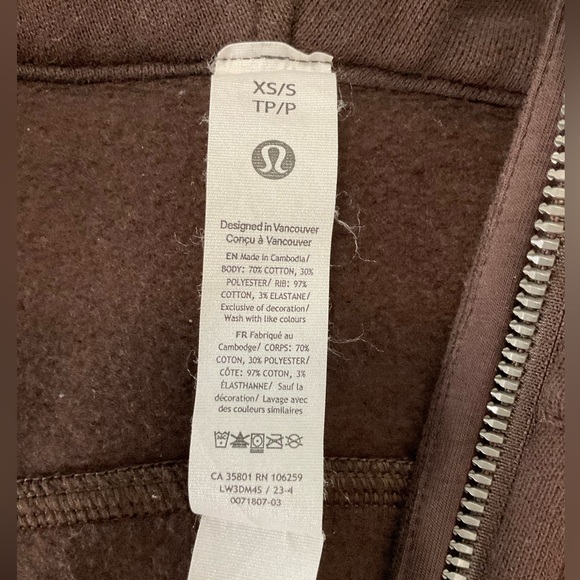 lululemon Scuba Half-Zip Hoodie brown Xs/small size - Picture 7 of 10